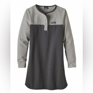 PATAGONIA - W’s Ahnya Henley Dress Gray and Black; Size XL, Organic Cotton